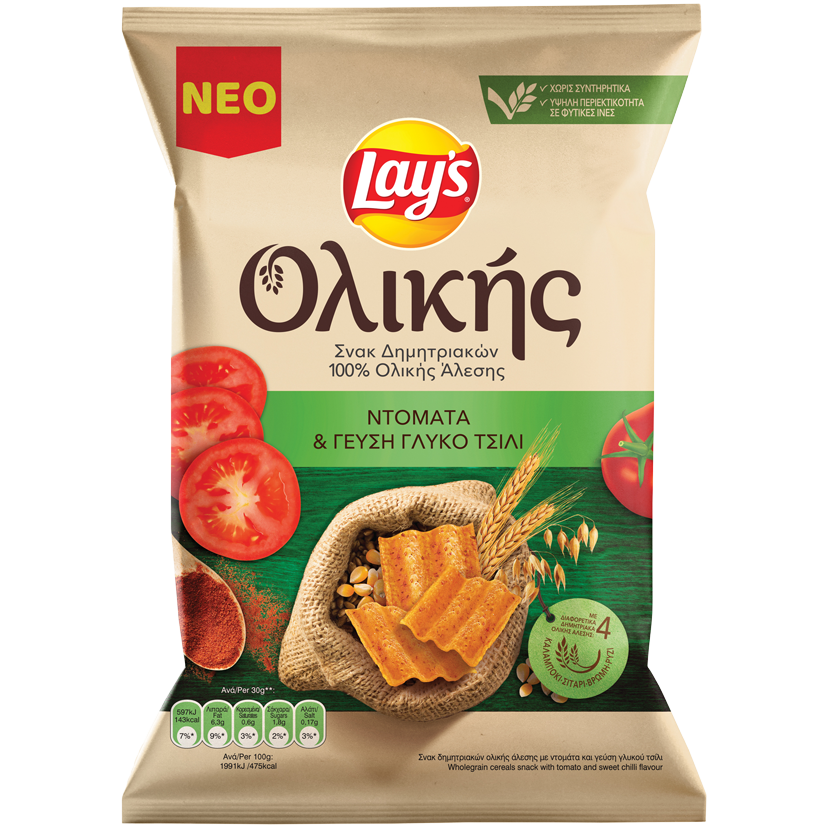 Lay's  Oλικής Άλεσης με Ντομάτα και Γεύση Γλυκό Τσίλι